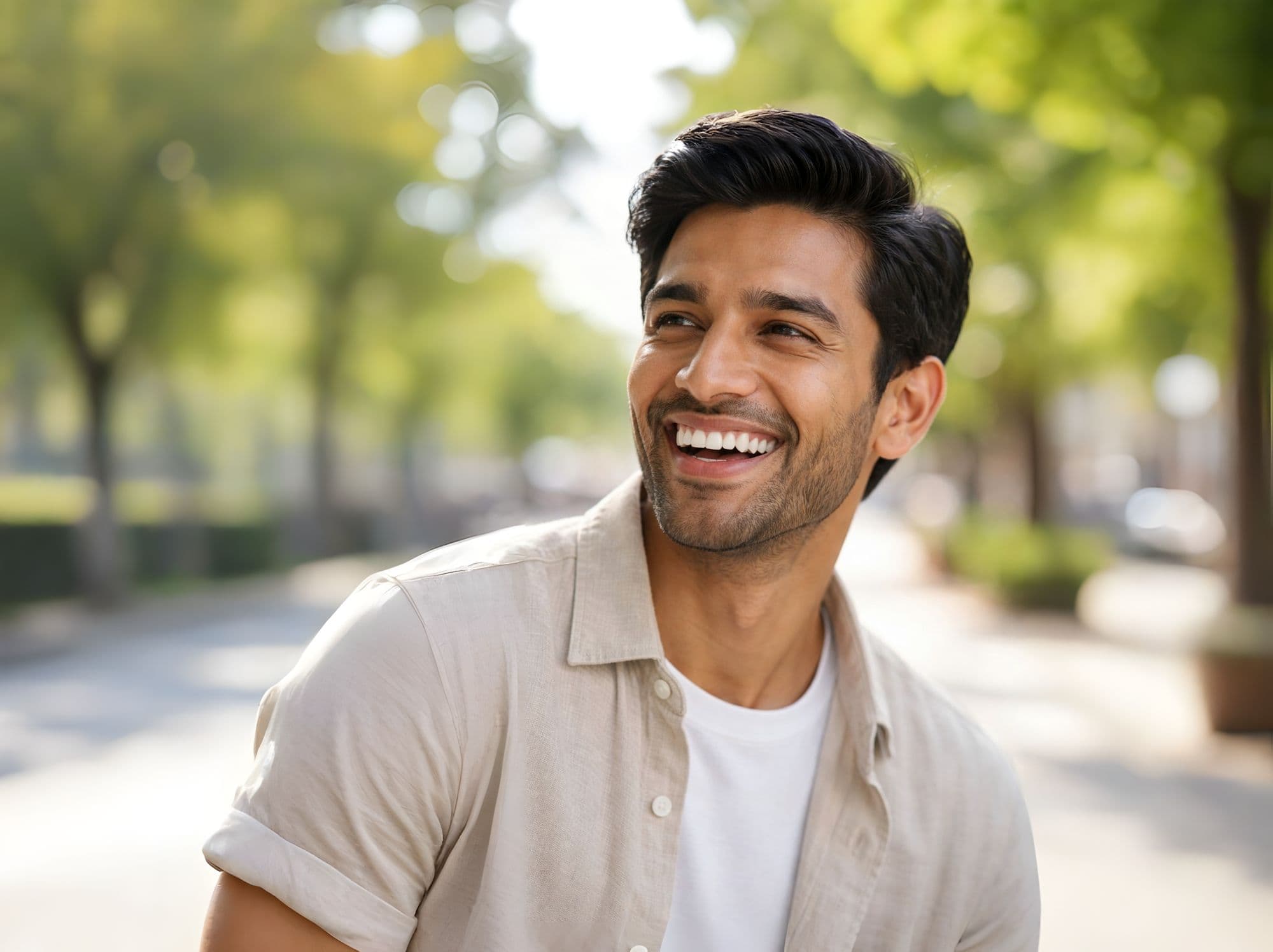 Smiling man, representing dental bridges at East River Dental