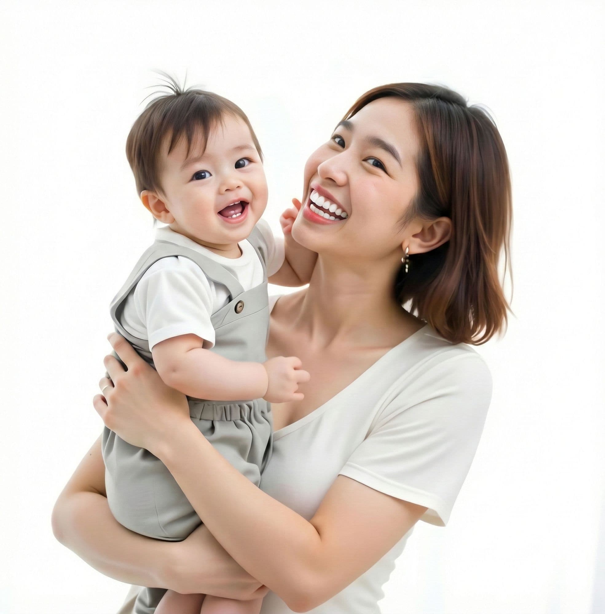 Mother and baby smiling, representing periodontal care at East River Dental